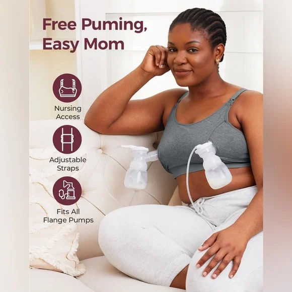 NWT Momcozy The Original: Hands Free Pumping Bra Cotton Stretch Breastfeeding - Picture 5 of 16